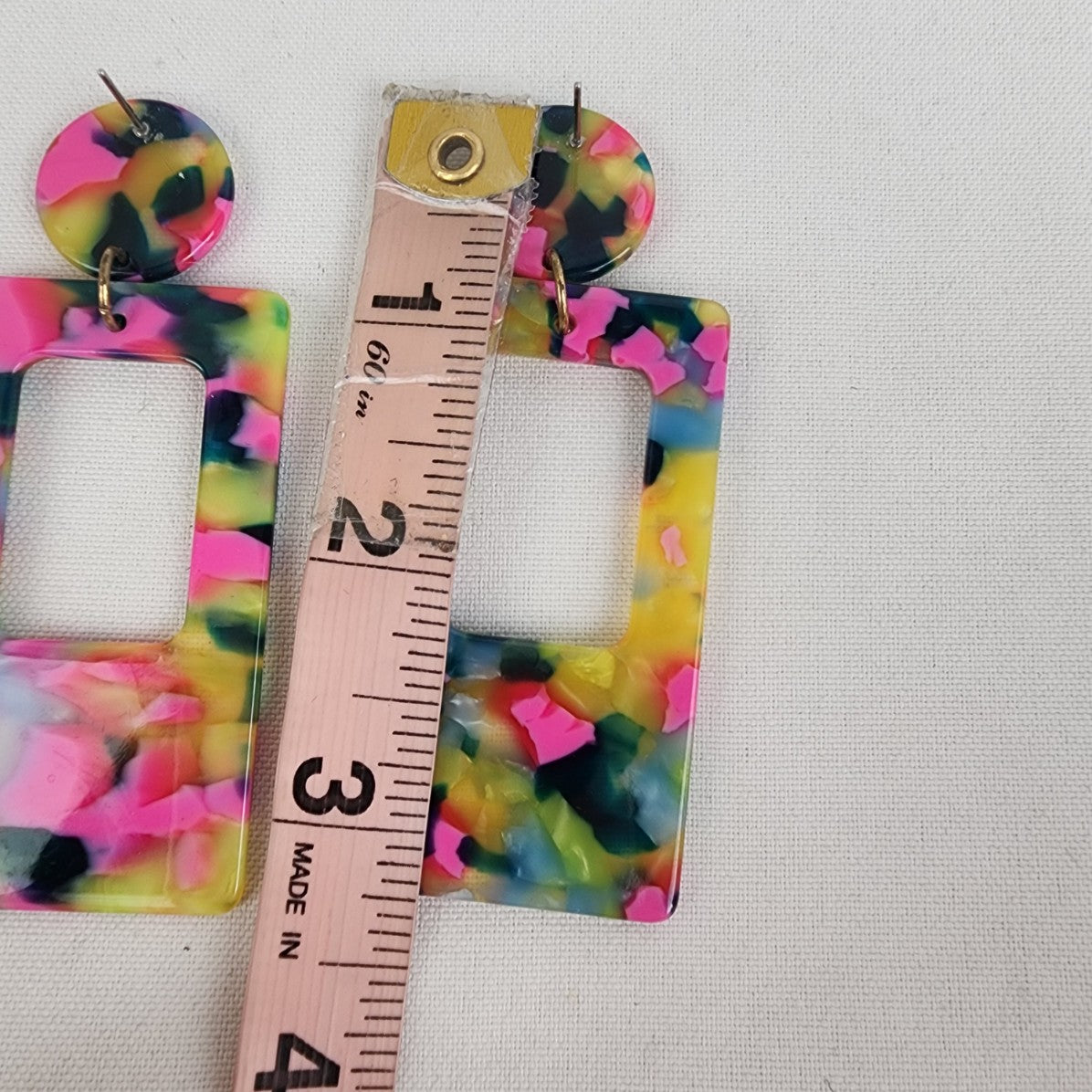 Pink Neon Colorful Acrylic Oversize Earrings