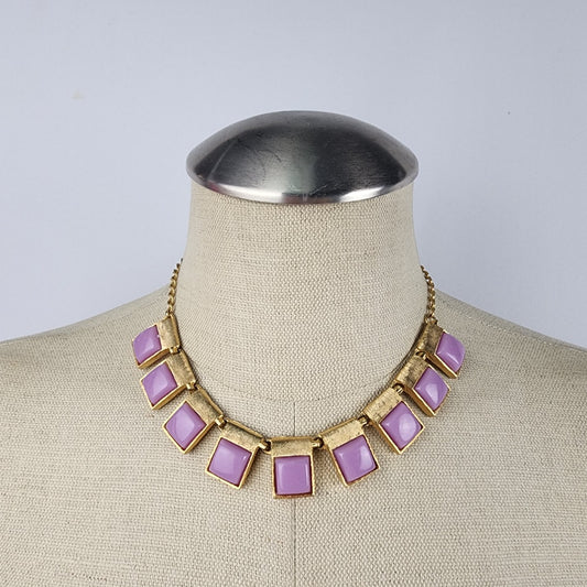 Vintage Gold Tone Purple Collar Necklace