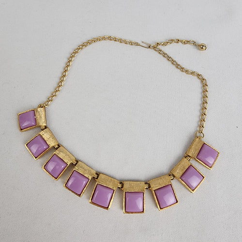 Vintage Gold Tone Purple Collar Necklace