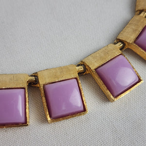 Vintage Gold Tone Purple Collar Necklace