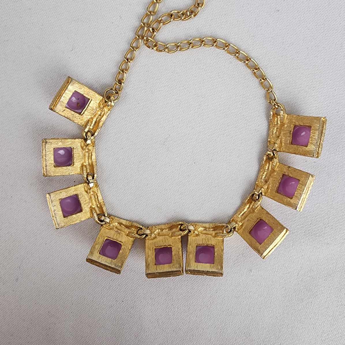 Vintage Gold Tone Purple Collar Necklace