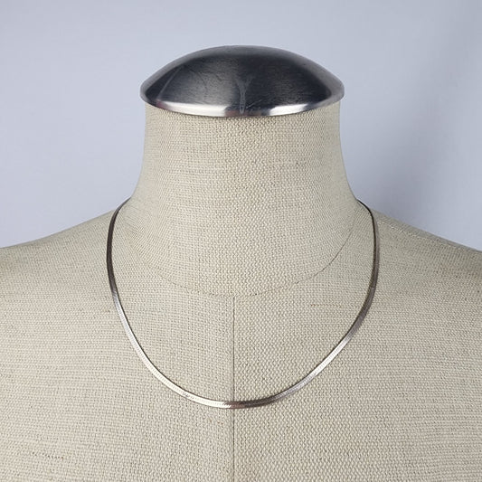 Made In Italy 925 Sterling Silver Herringbone Chain Necklace