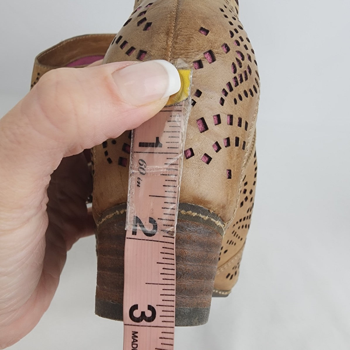 OTBT Brown Laser Cut Wedge Heel Booties Size 8.5