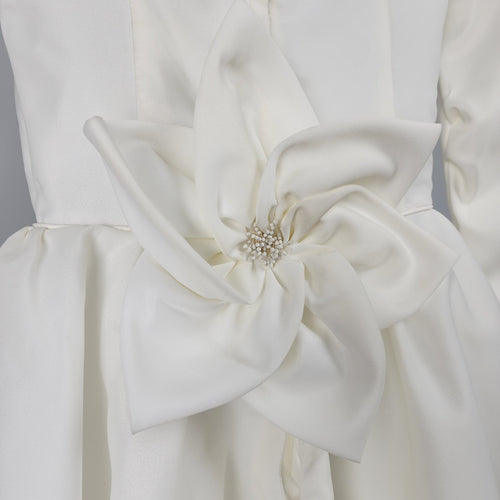 Vintage 60s White Beaded Lace Skirt Wedding Gown Size XS