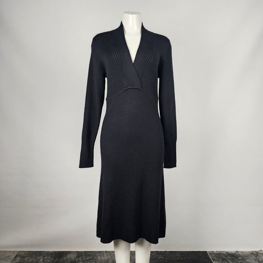 Jana Black Wool Midi Sweater Dress Size M