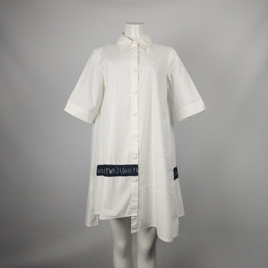 LUUKAA White Asymmetrical Button Up Tunic Blouse Dress Size 12