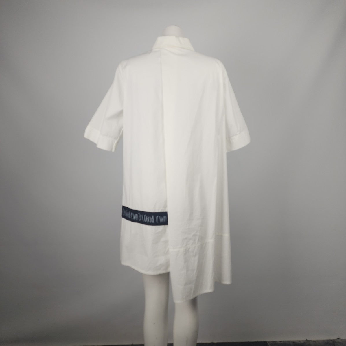 LUUKAA White Asymmetrical Button Up Tunic Blouse Dress Size 12