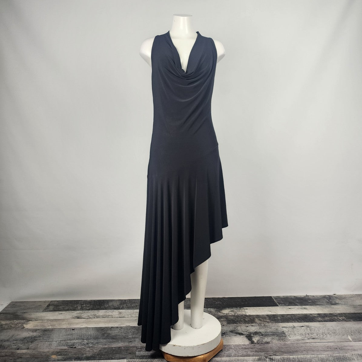 Joseph Ribkoff Black Asymmetrical Cowl Neck Sleeveless Dress Size 12