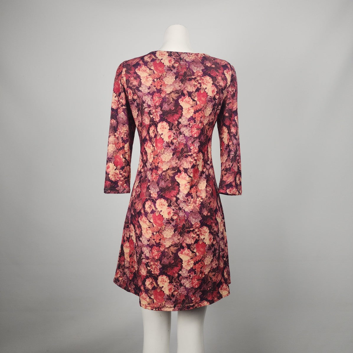 Papillion Pink Floral Puff Sleeve Long Sleeve Mini Dress Size M