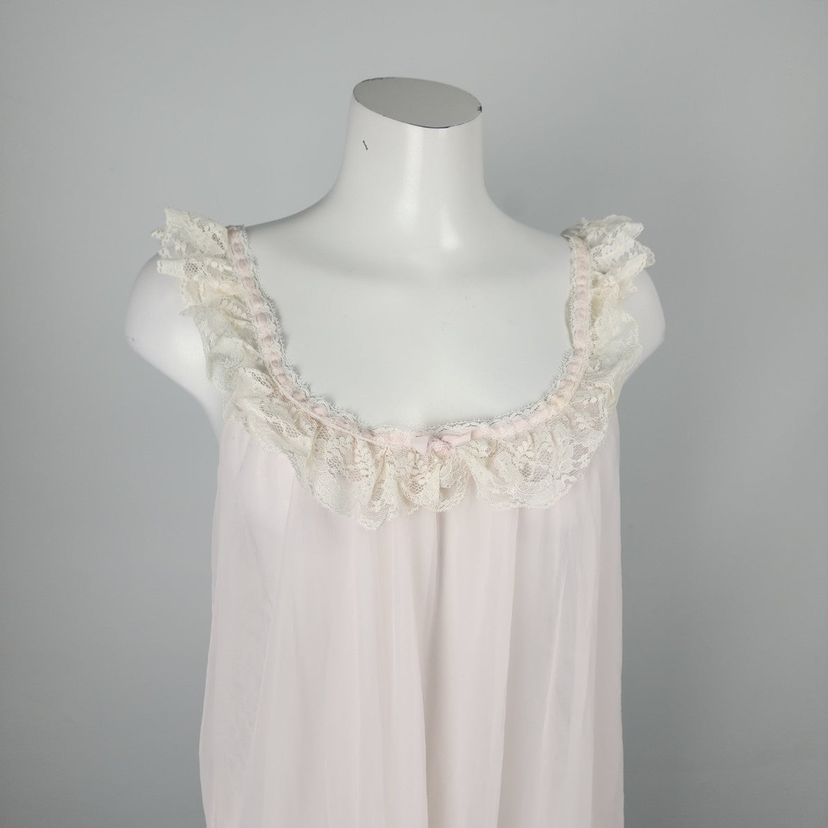 Vintage Kasara Pink Lace Trimmed Lingerie Night Gown Dress Size M