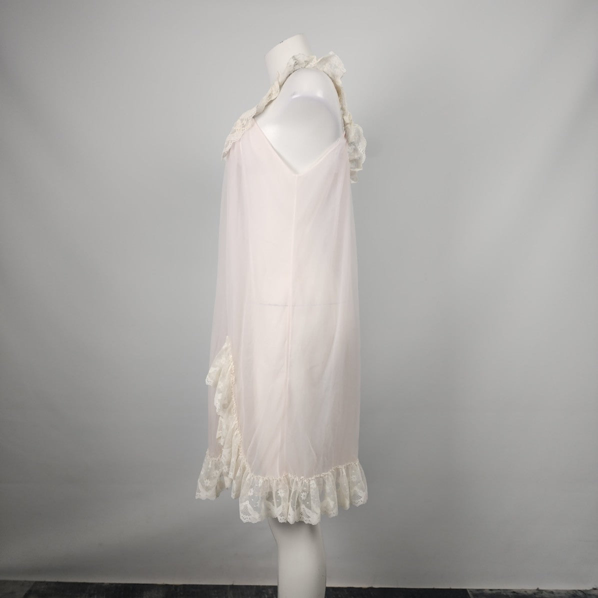 Vintage Kasara Pink Lace Trimmed Lingerie Night Gown Dress Size M