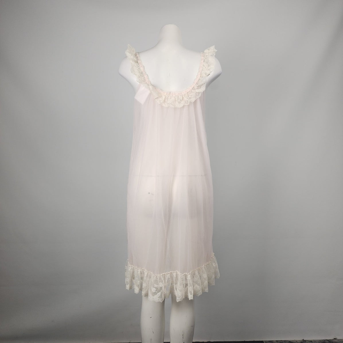 Vintage Kasara Pink Lace Trimmed Lingerie Night Gown Dress Size M