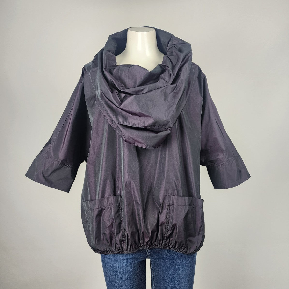 igor Purple Metallic Cowl Neck Balloon Hem Top Size S/M