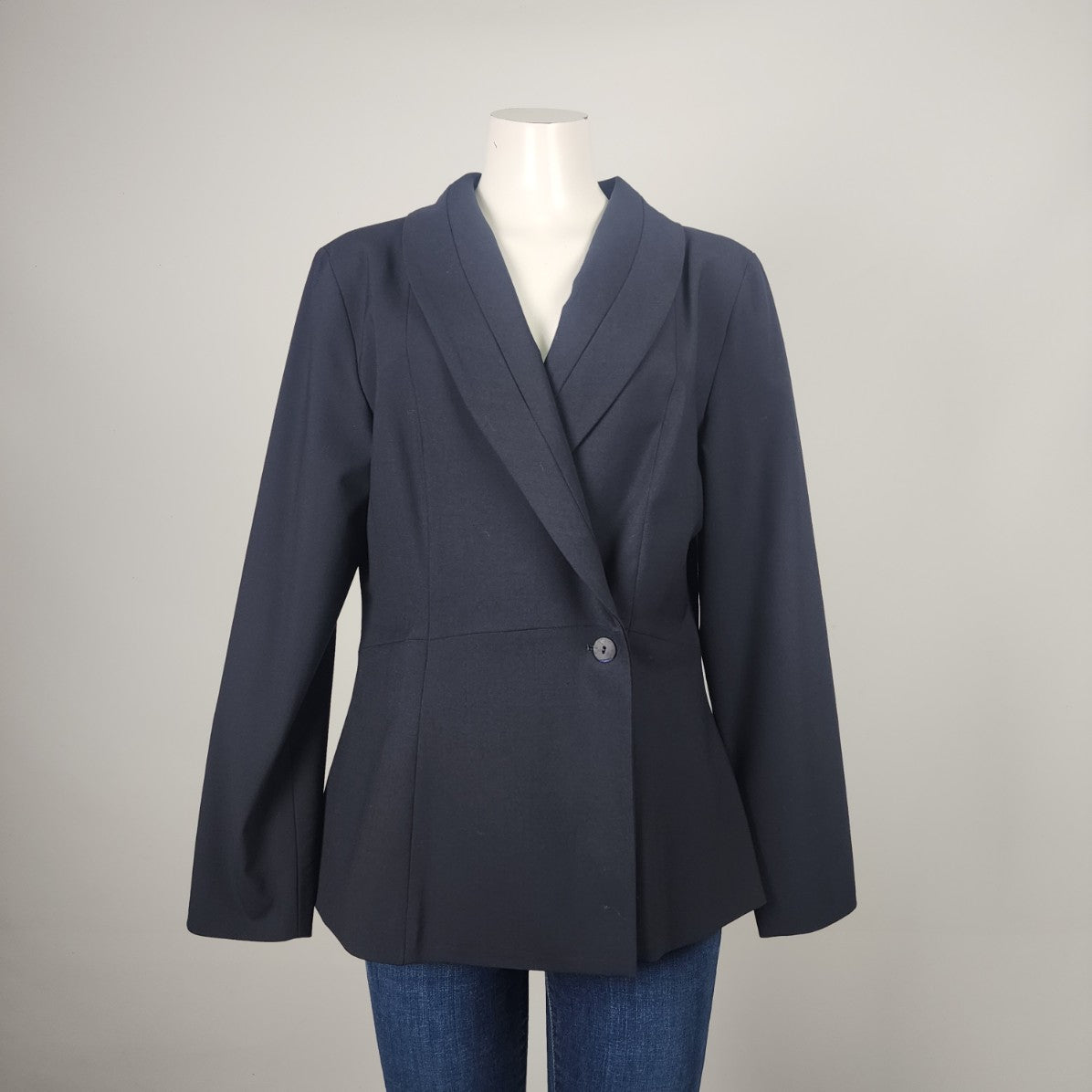 Sarah Pacini Navy Button Up Wrap Blazer Size L