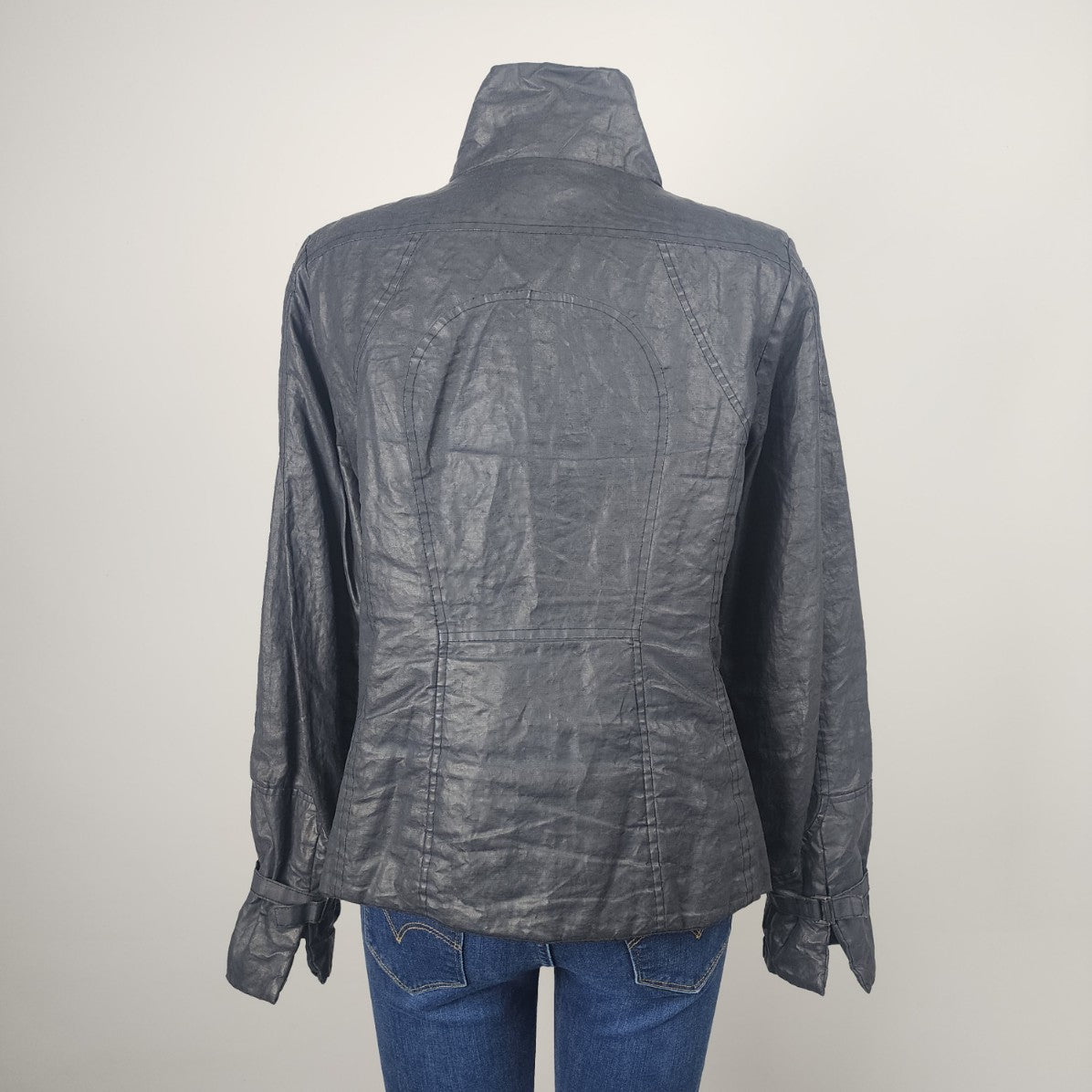 Sarah Pacini Grey Metallic Light Jacket Size L