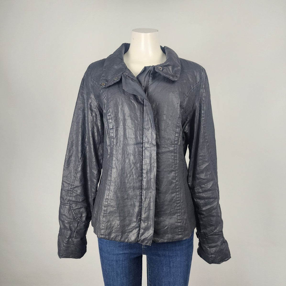 Sarah Pacini Grey Metallic Light Jacket Size L