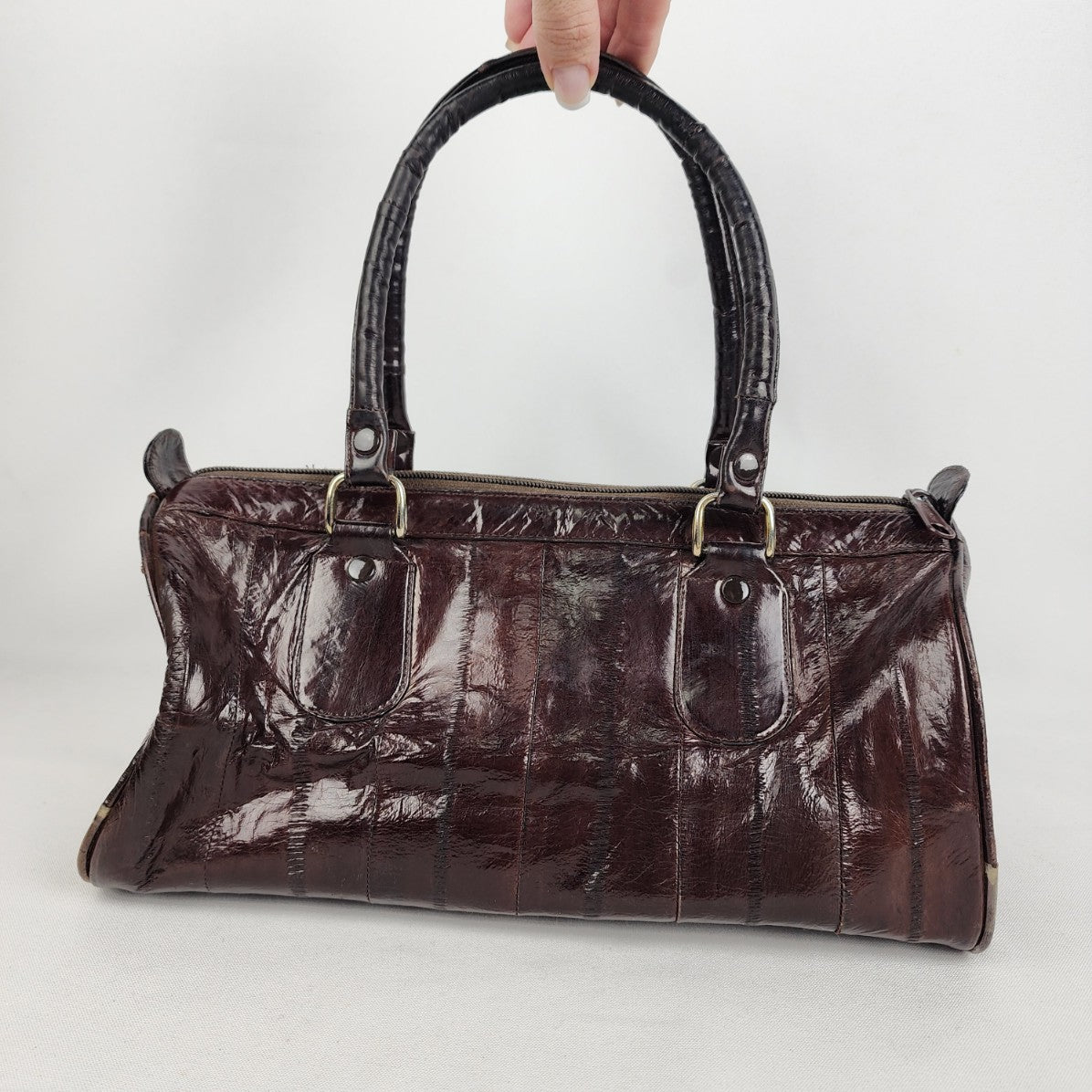 Vintage Brown Eel Skin Satchel Purse