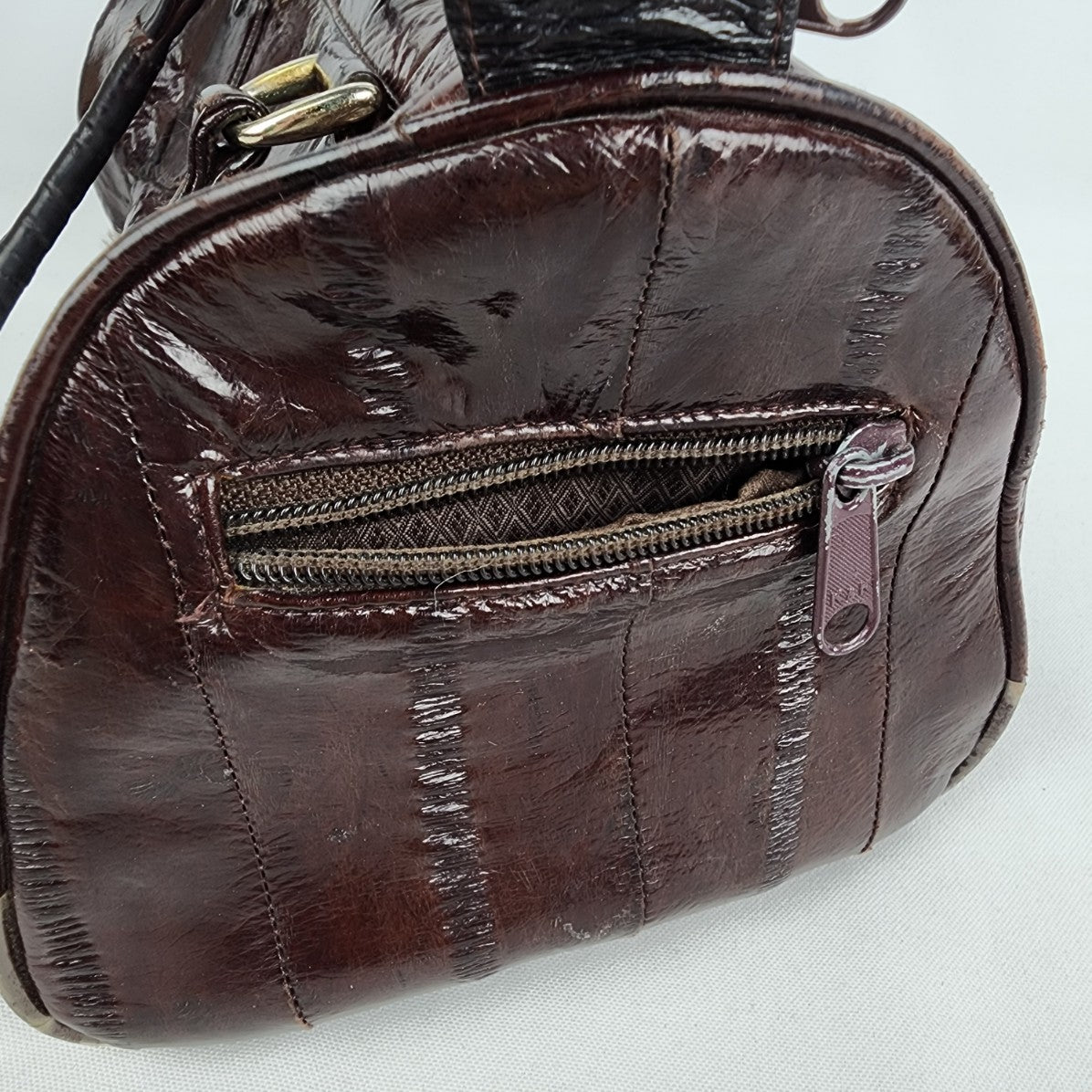 Vintage Brown Eel Skin Satchel Purse