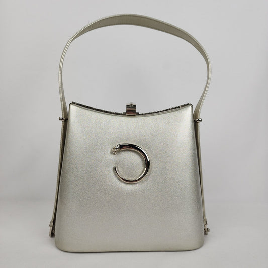 Designer Inspired Silver Satchel Purse