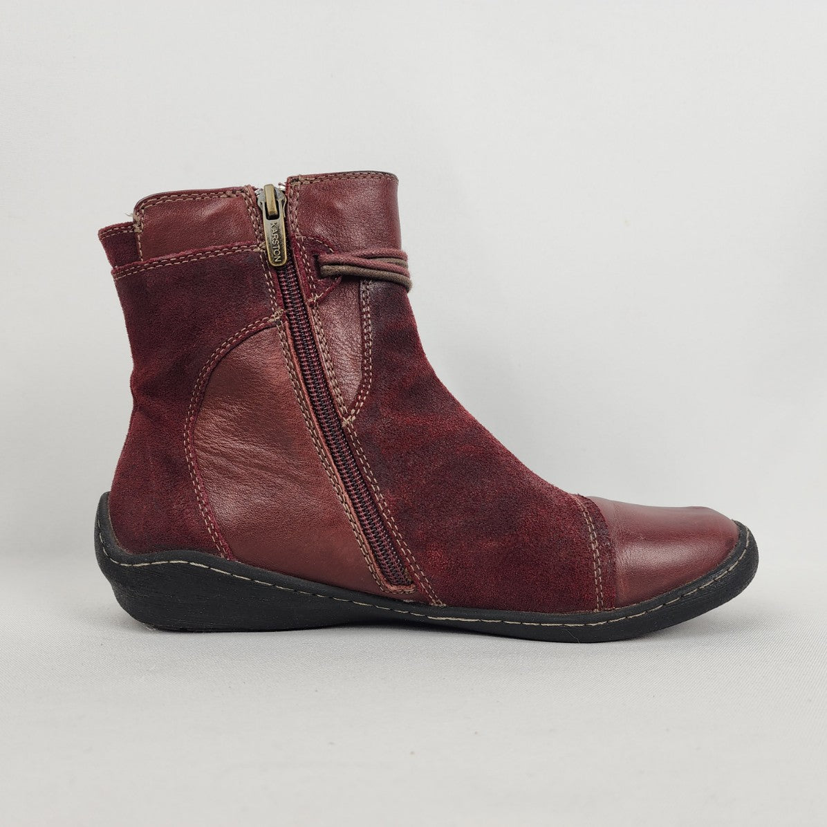 Karston Red Leather Ankle Boots Size 8