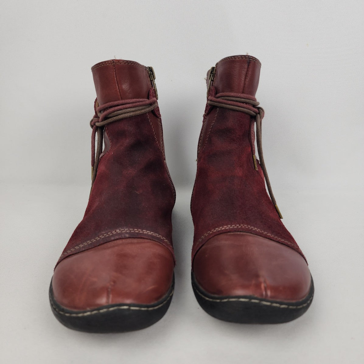 Karston Red Leather Ankle Boots Size 8