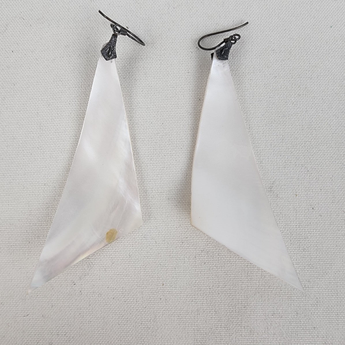 Vintage Carved Mother Of Pearl Shell Drop Earrings