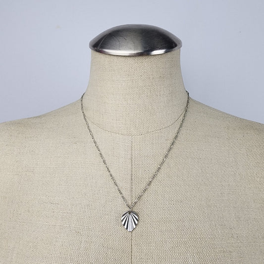 Silver Tone Leaf Pendant Delicate Chain Necklace