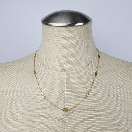 Vintage Speidel 14K Gold Filagree Detail Chain Necklace