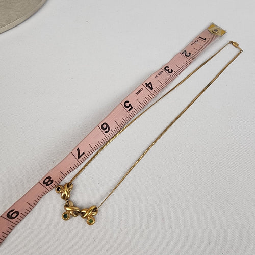 Vintage Avon Gold Tone Charms Green Birthstone Necklace
