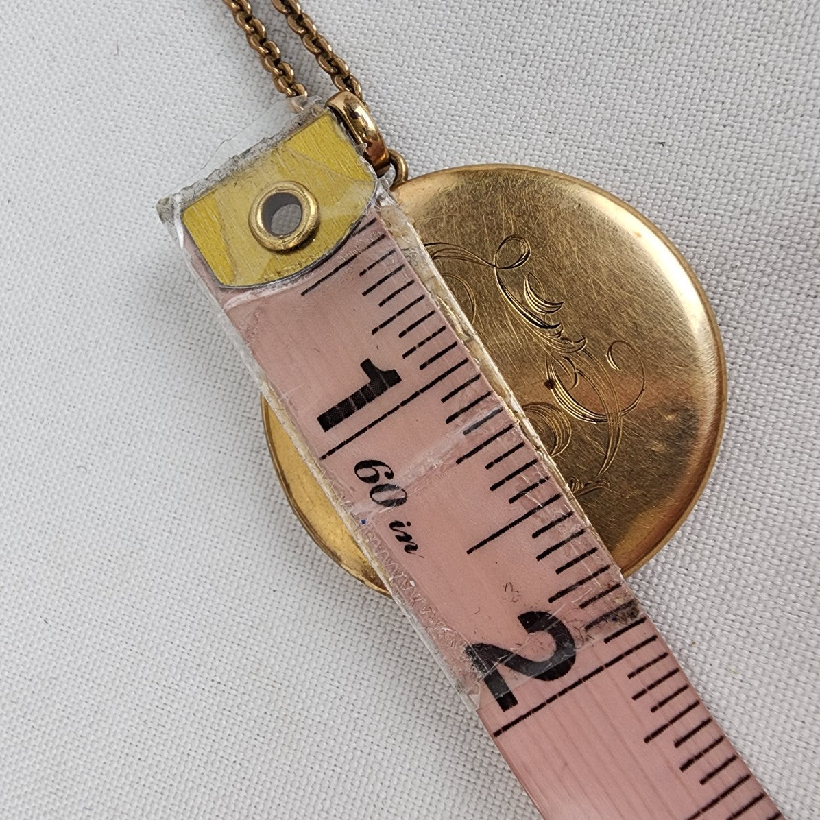 Antique W & SB Gold Fill Engraved Initials 2 Photo Locket Chain Necklace