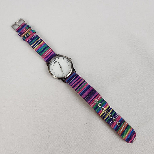 Southwest Colorful Strap Silver Face Watch