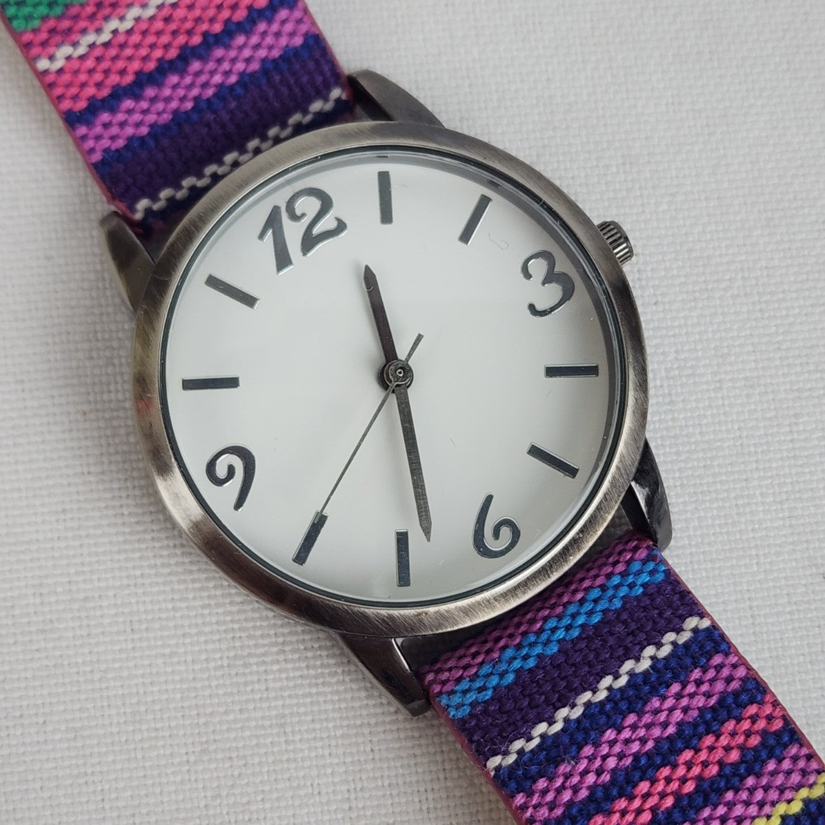 Southwest Colorful Strap Silver Face Watch