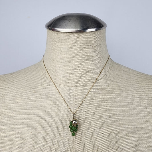 Vintage Gold Fill Green Grapes Pendant Chain Necklace