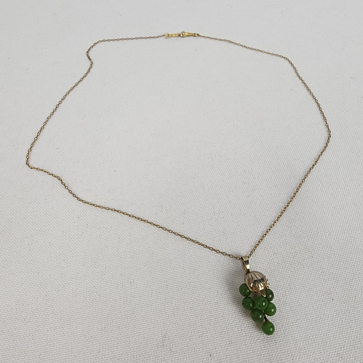 Vintage Gold Fill Green Grapes Pendant Chain Necklace