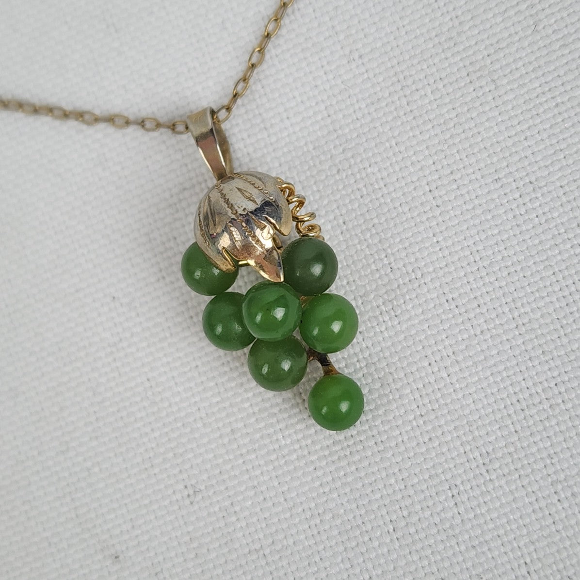 Vintage Gold Fill Green Grapes Pendant Chain Necklace