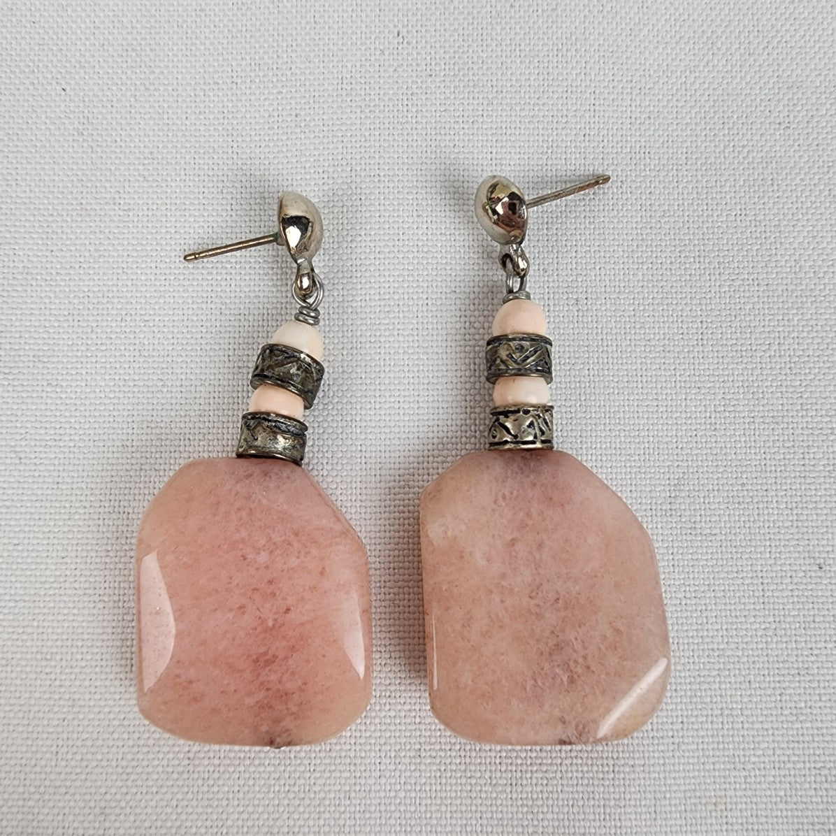 Pink Natural Stone Drop Earrings