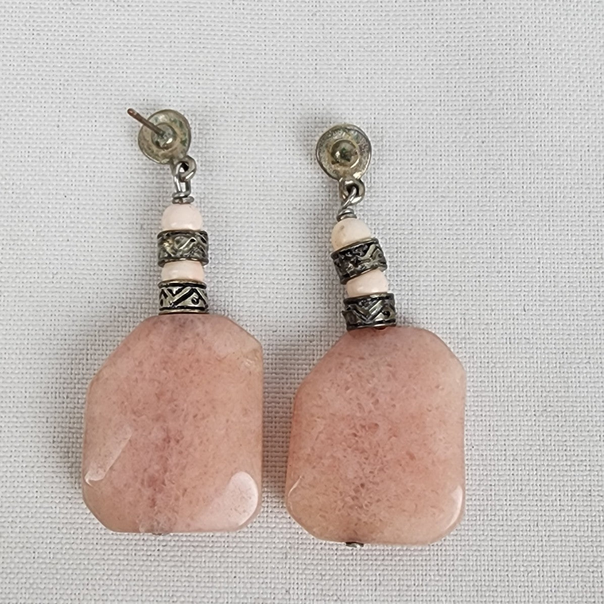 Pink Natural Stone Drop Earrings