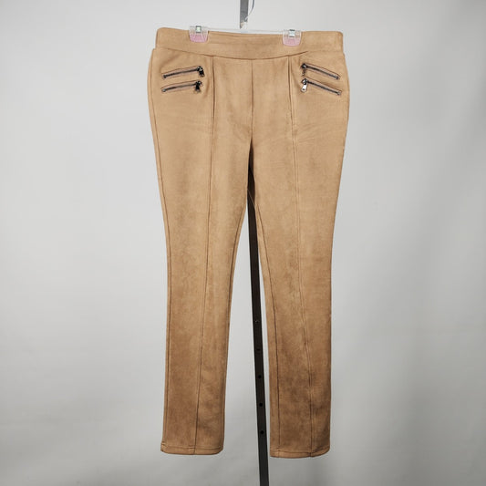 Minkas Brown Faux Suede Pull On Pants Size 2XL