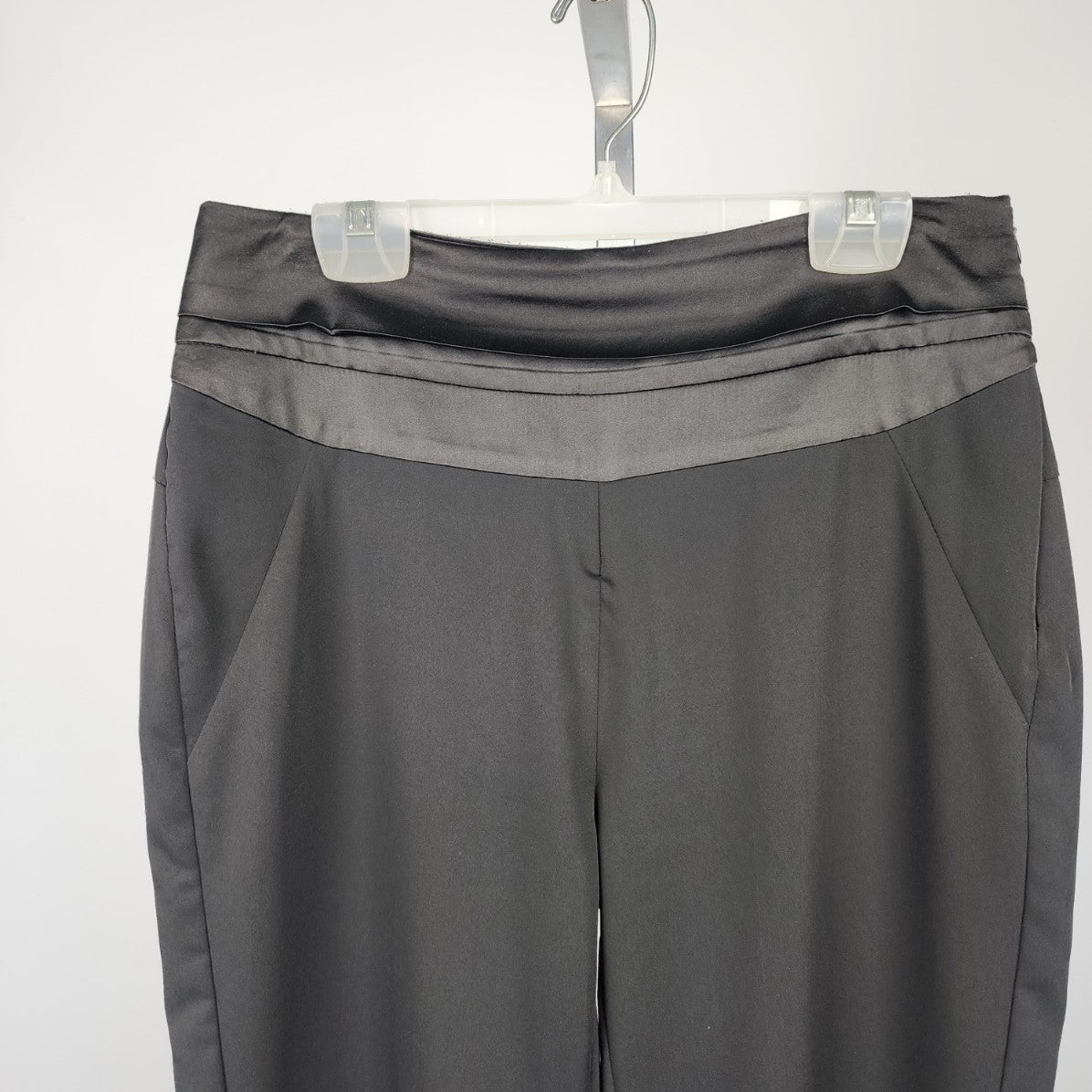 Black Satin Waist Straight Leg Dress Pants Size S/M