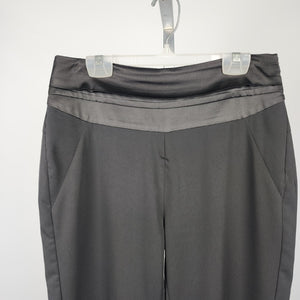 Black Satin Waist Straight Leg Dress Pants Size S/M