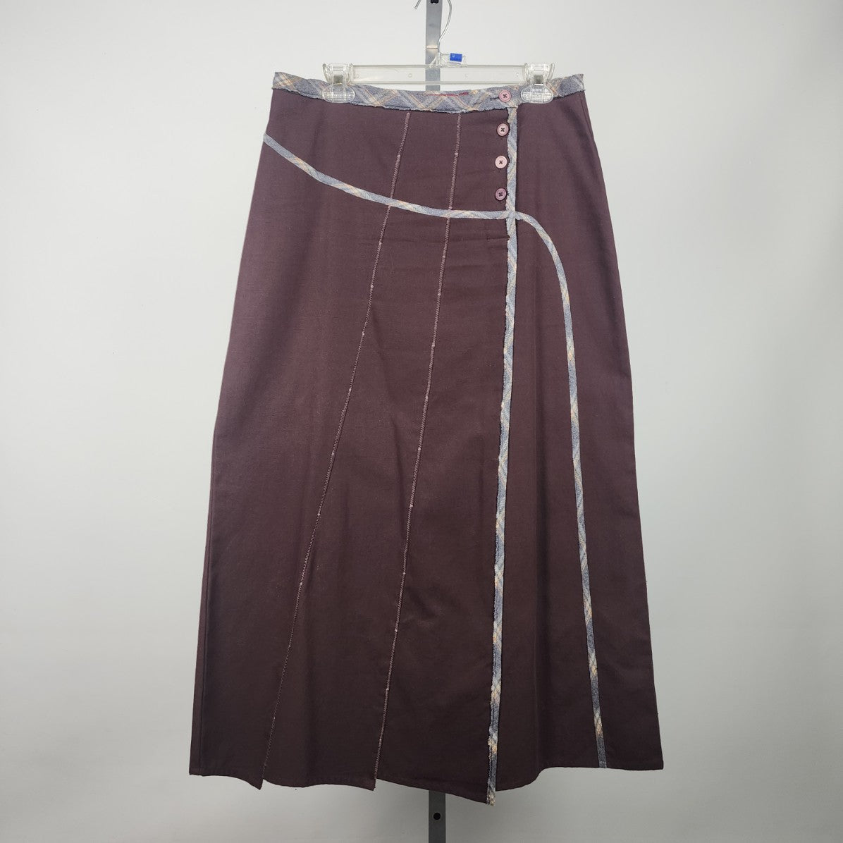 Solola Brown Cotton Button Detail Maxi Skirt Size 12