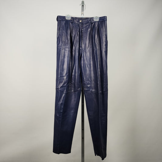 Vintage Di Capra Blue Leather Trouser Pants Size M/L