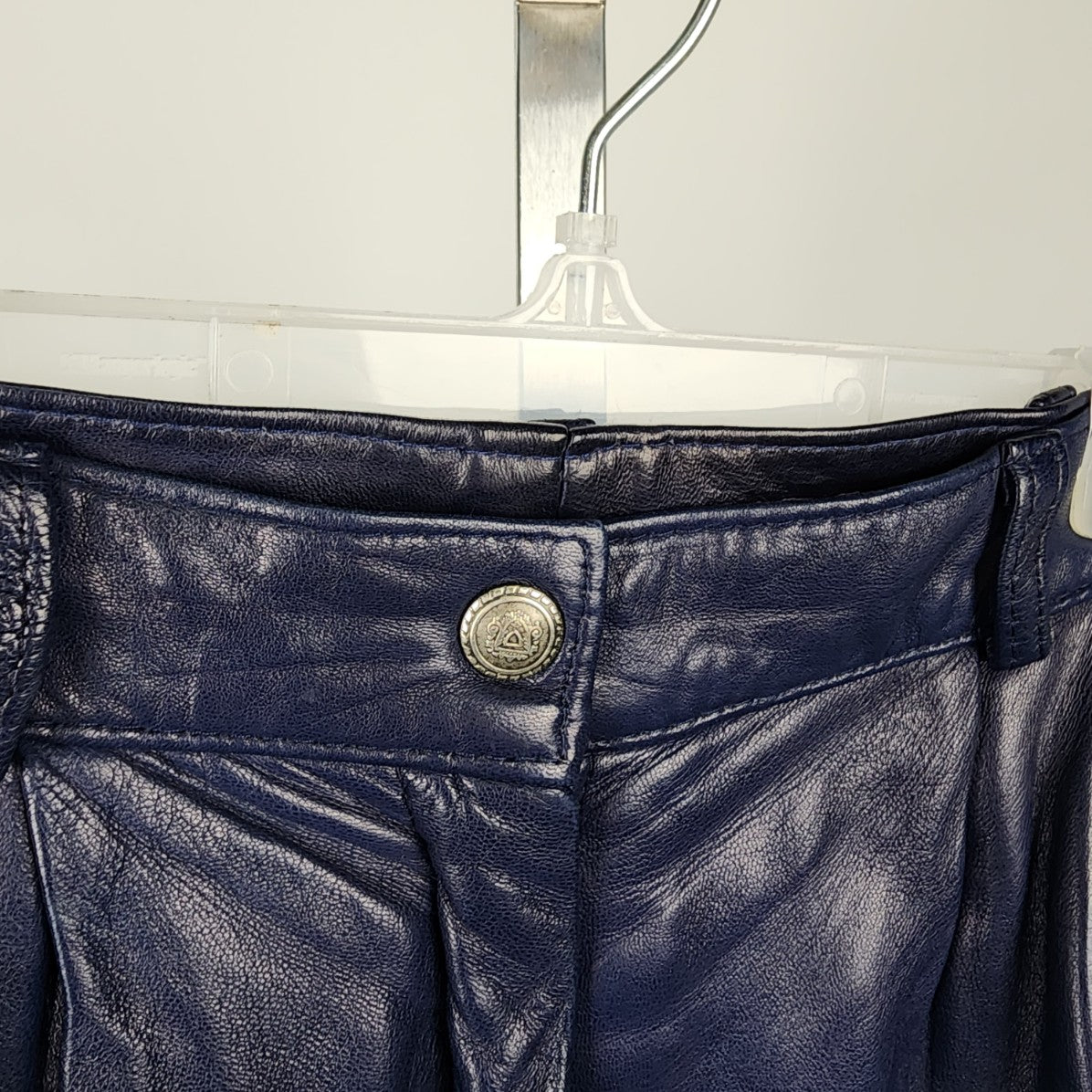 Vintage Di Capra Blue Leather Trouser Pants Size M/L