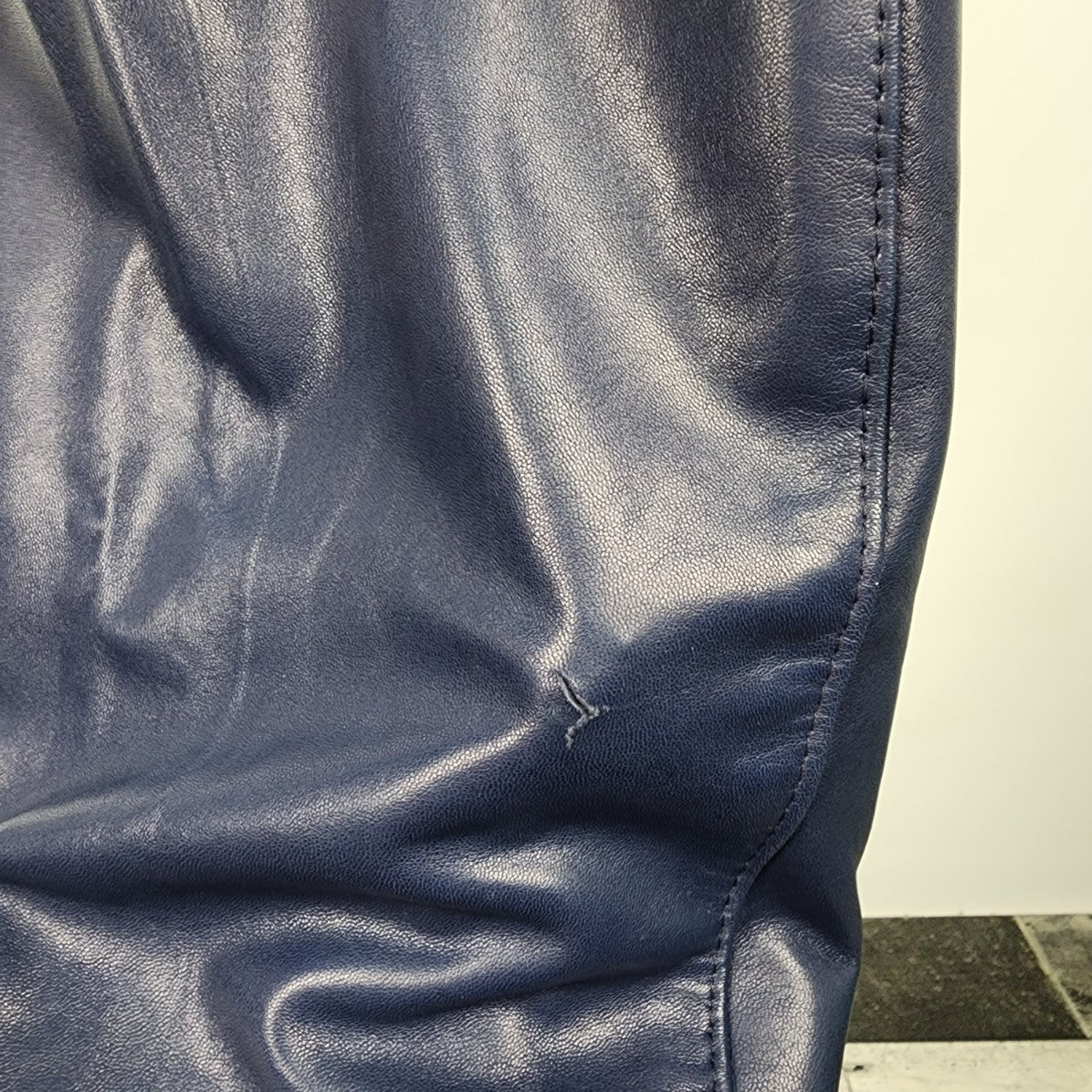 Vintage Di Capra Blue Leather Trouser Pants Size M/L