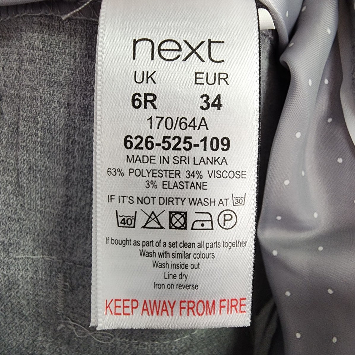 next Tailoring Light Grey Trouser Pants Size 6r