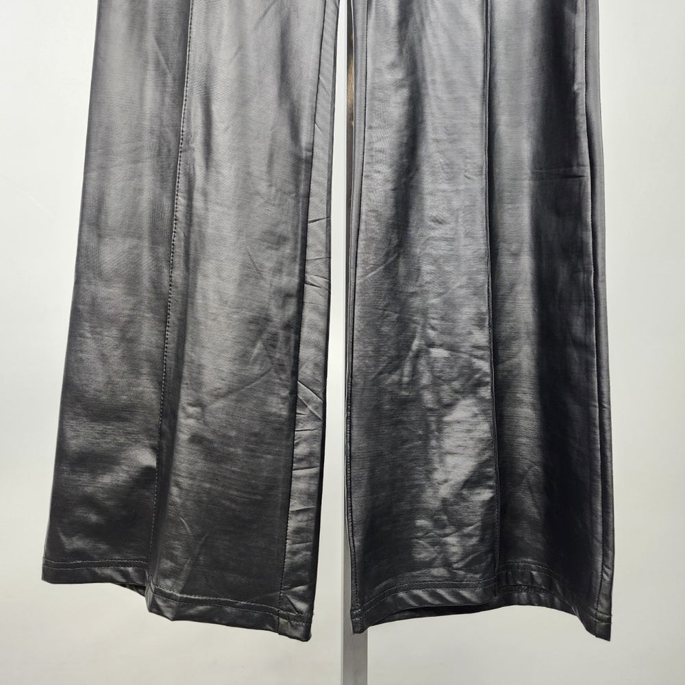 Love Song Black Vegan Leather Wide Leg Pants Size M