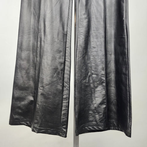 Love Song Black Vegan Leather Wide Leg Pants Size M