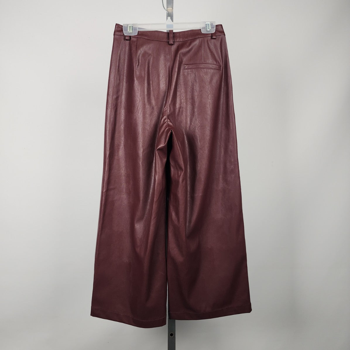 Forever 21 Burgundy Faux Leather Cropped Wide Leg Pants Size XS