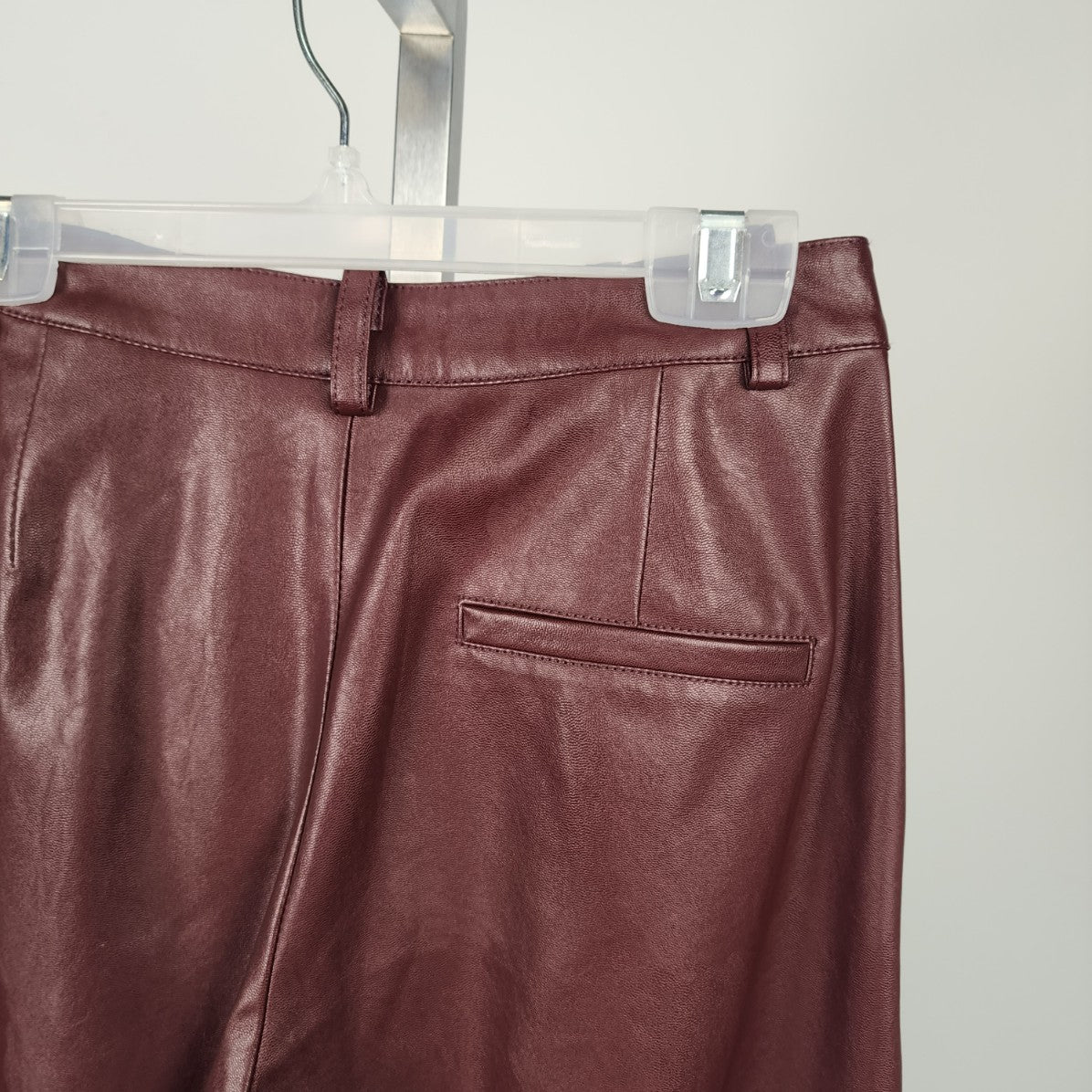 Forever 21 Burgundy Faux Leather Cropped Wide Leg Pants Size XS