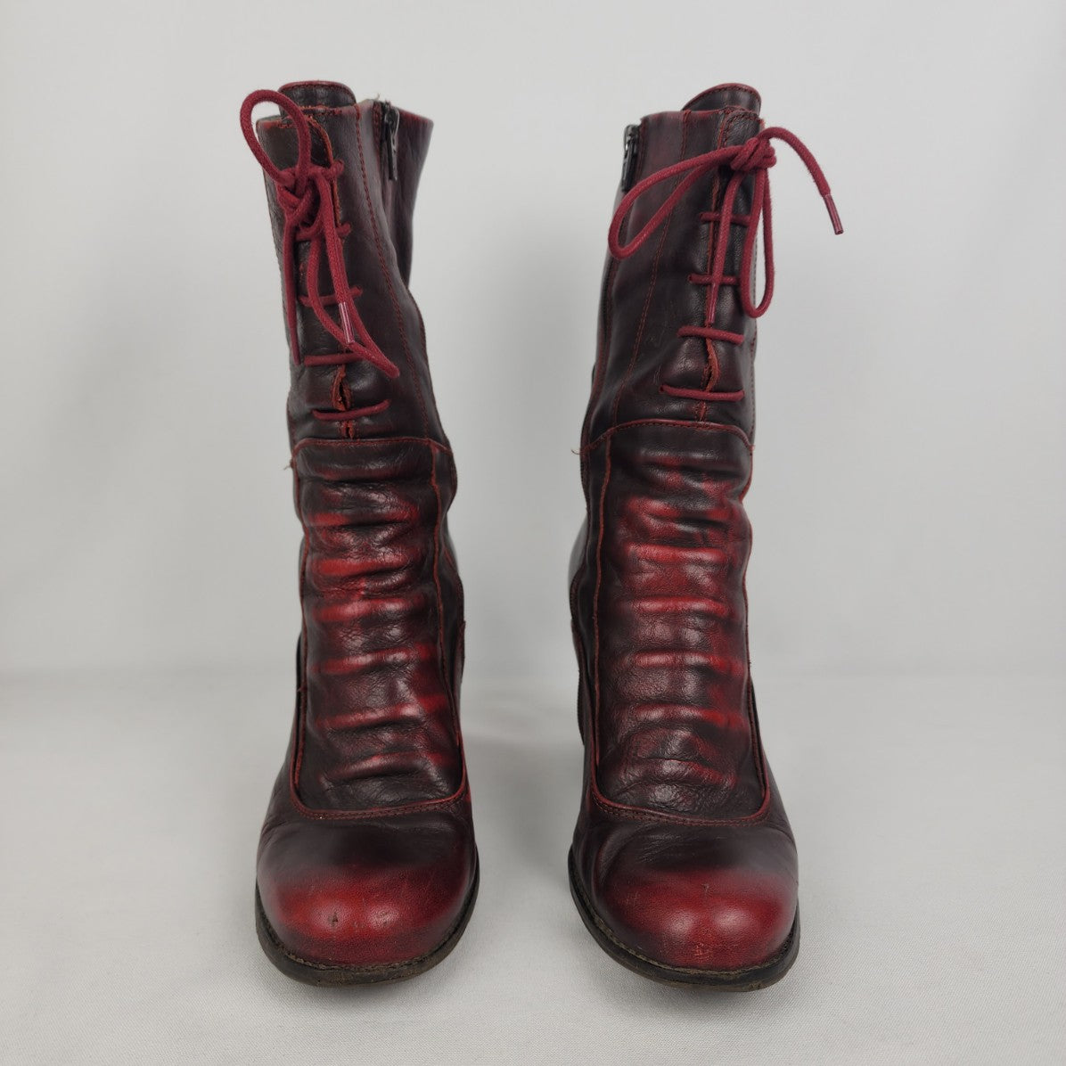 Dkode Red Leather Heeled Boots Size 8.5